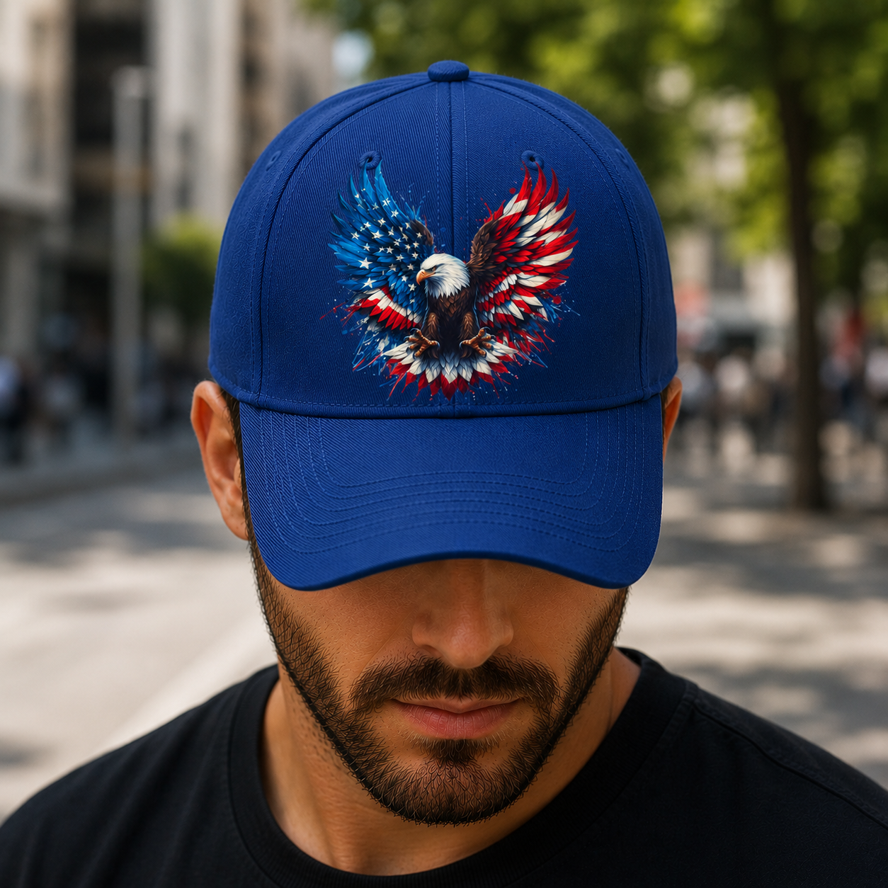 Patriotic American Eagle Snapback Hat โ Red, White & Blue Freedom Graphic Cap