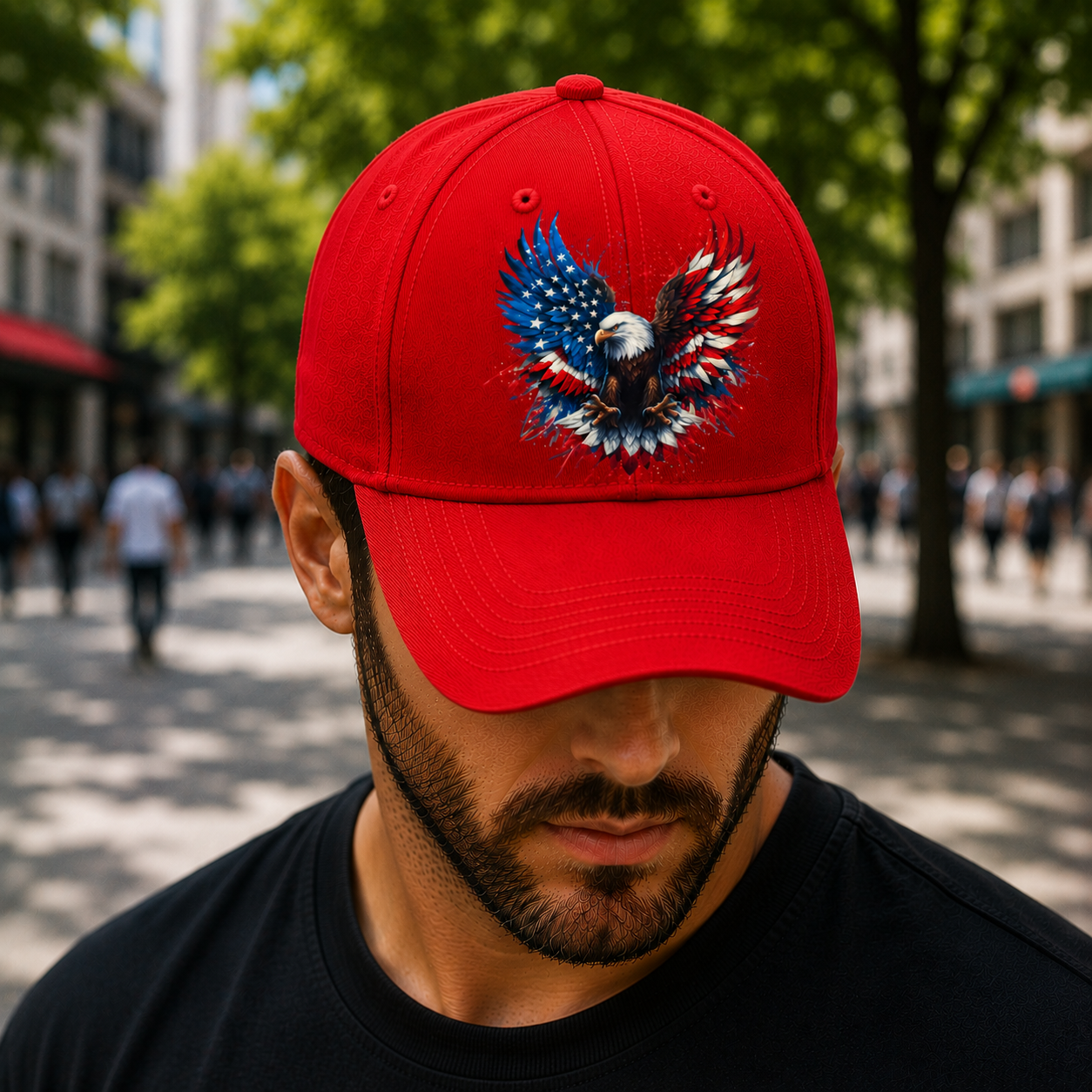 Patriotic American Eagle Snapback Hat – Red, White & Blue Freedom Graphic Cap