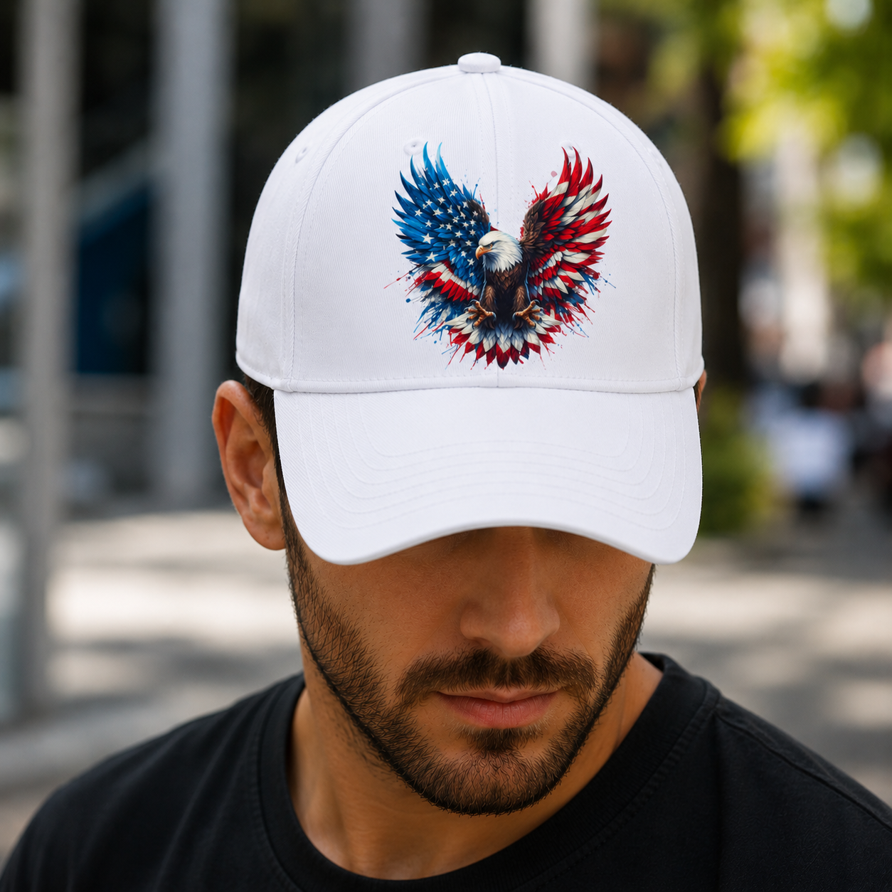 Patriotic American Eagle Snapback Hat – Red, White & Blue Freedom Graphic Cap