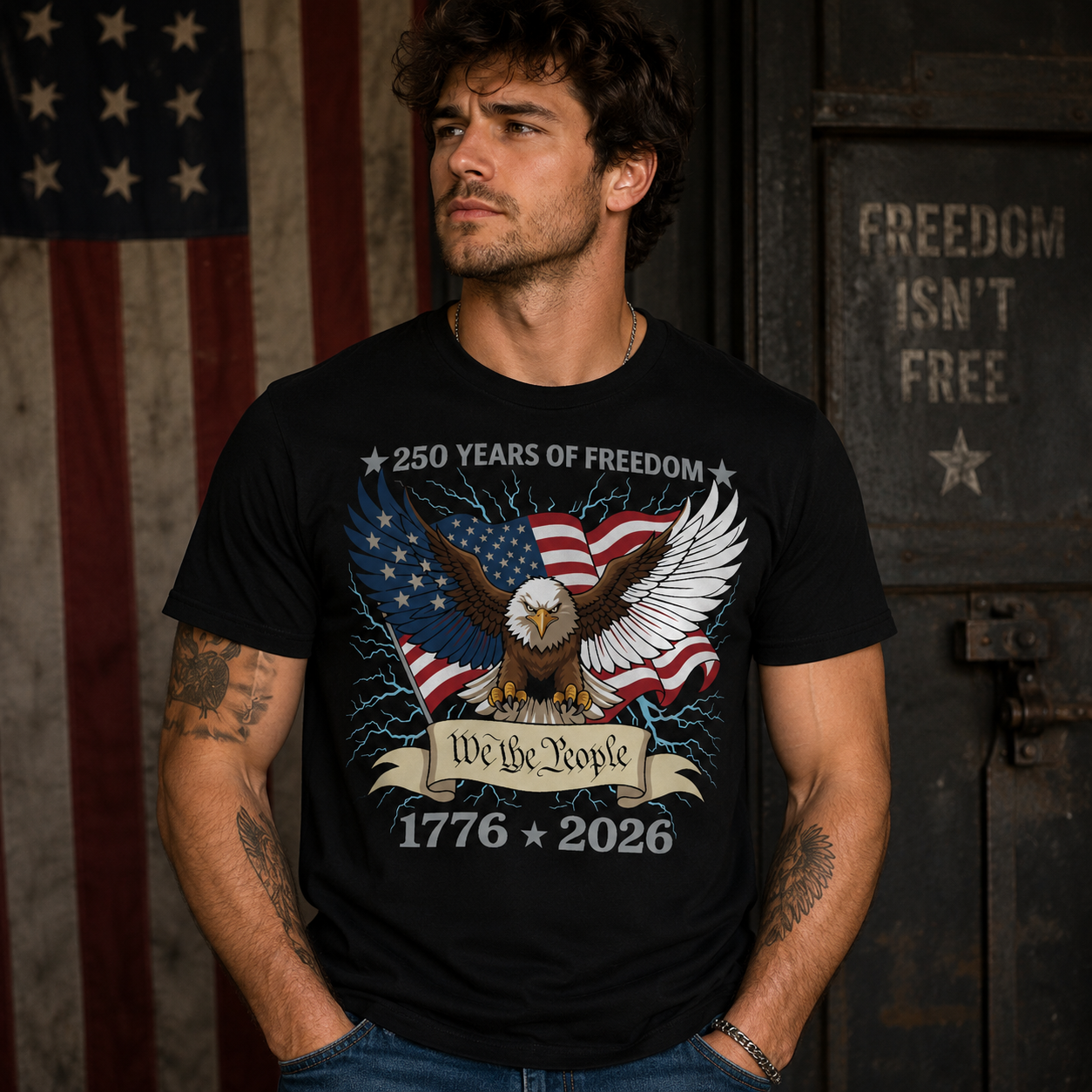 250 Years of Freedom Eagle Graphic Tee | Patriotic 4th of July T-Shirt