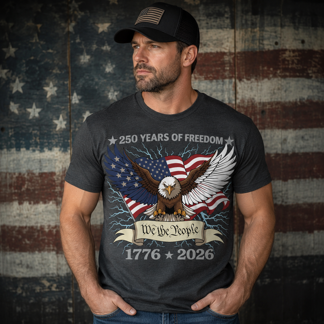 250 Years of Freedom Eagle Graphic Tee | Patriotic 4th of July T-Shirt