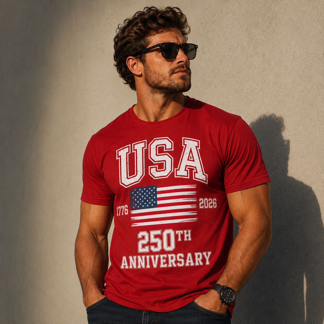 USA 250th Anniversary Patriotic Graphic Tee in Red - The Scoobie Shack