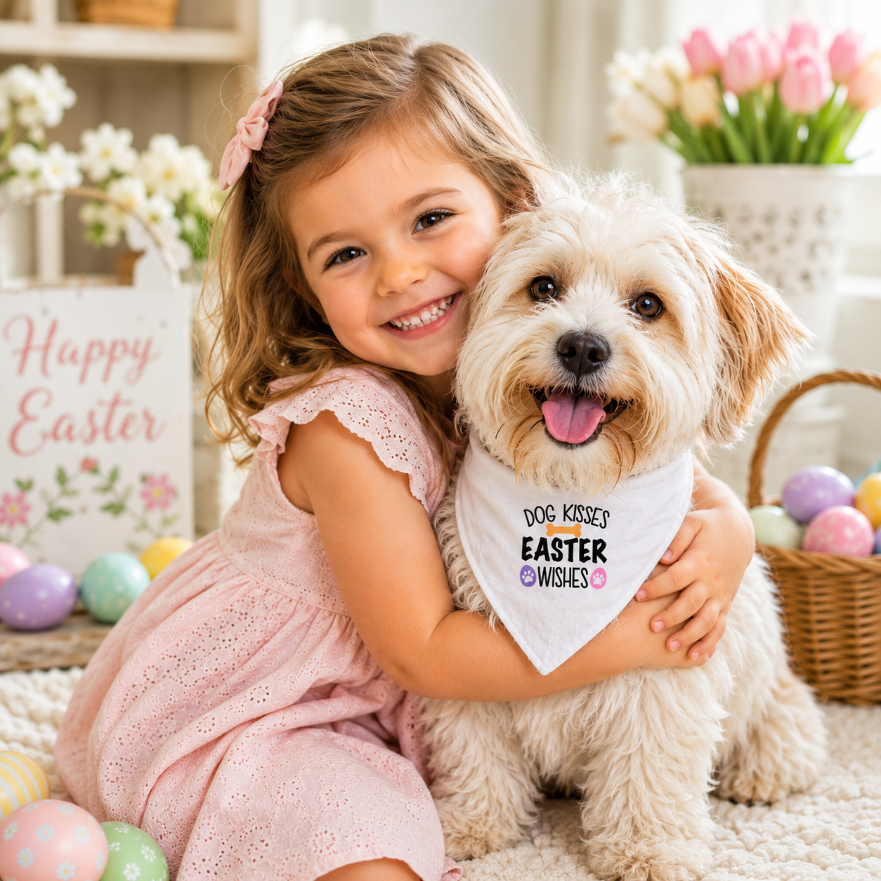 Dog Kisses & Easter Wishes Easter Dog Bandana