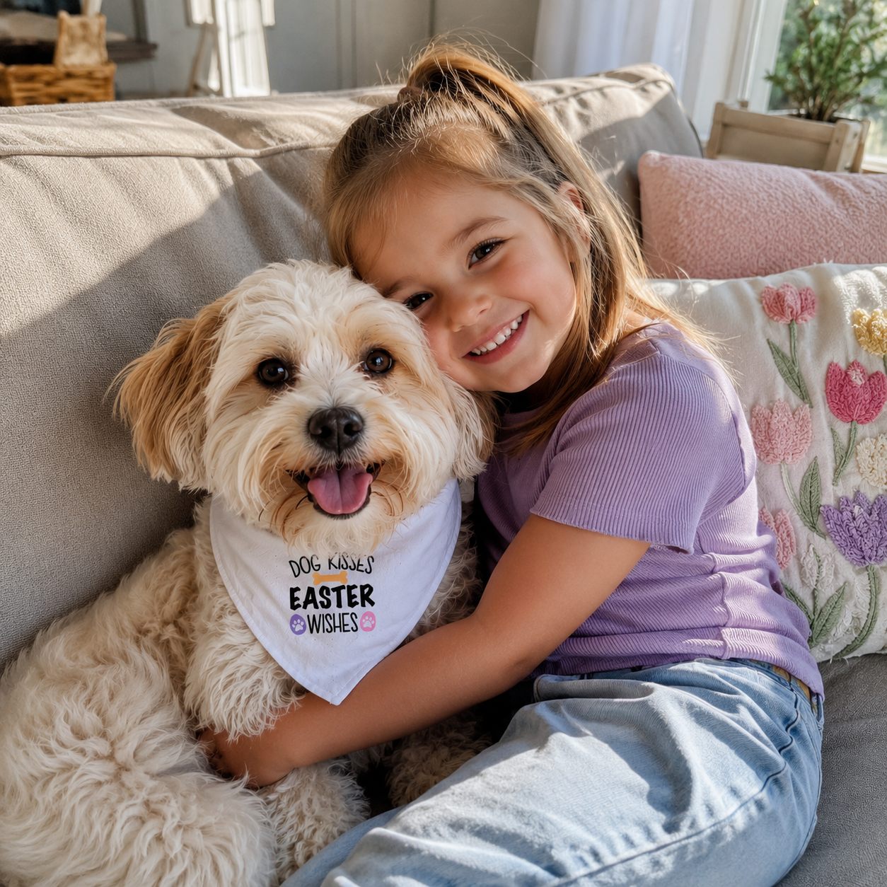 Dog Kisses & Easter Wishes Easter Dog Bandana