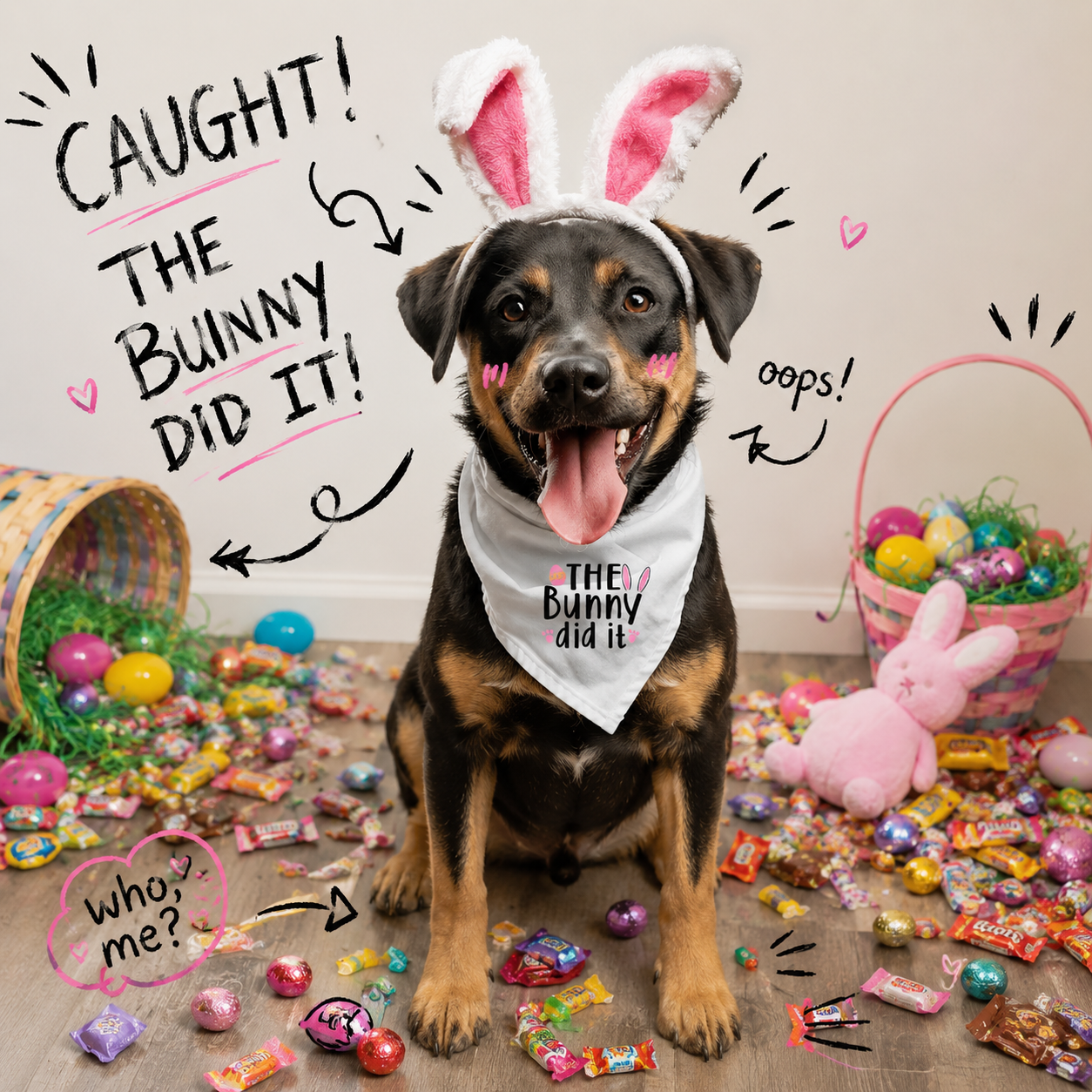 "The Bunny Did It" Easter Dog Bandana