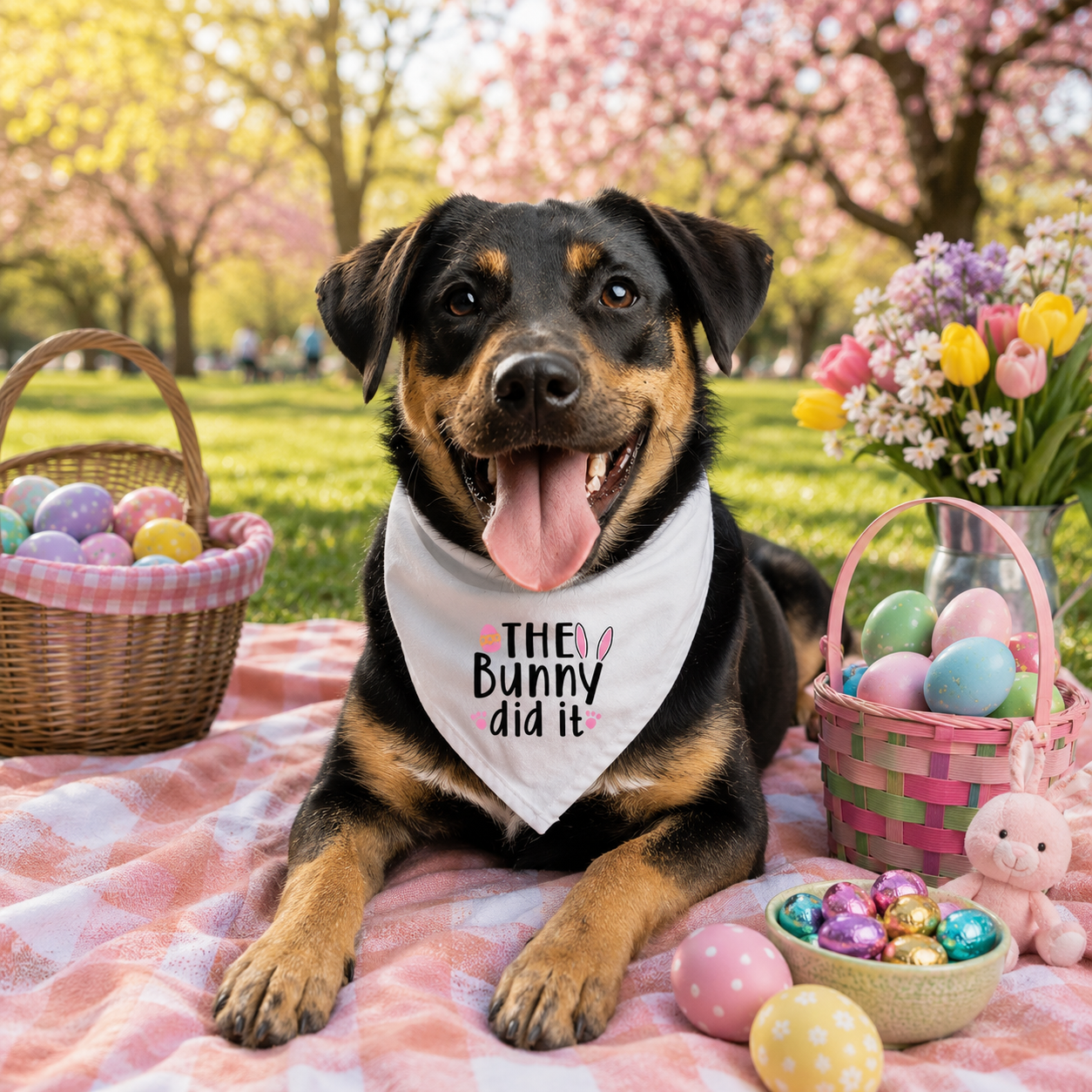 "The Bunny Did It" Easter Dog Bandana