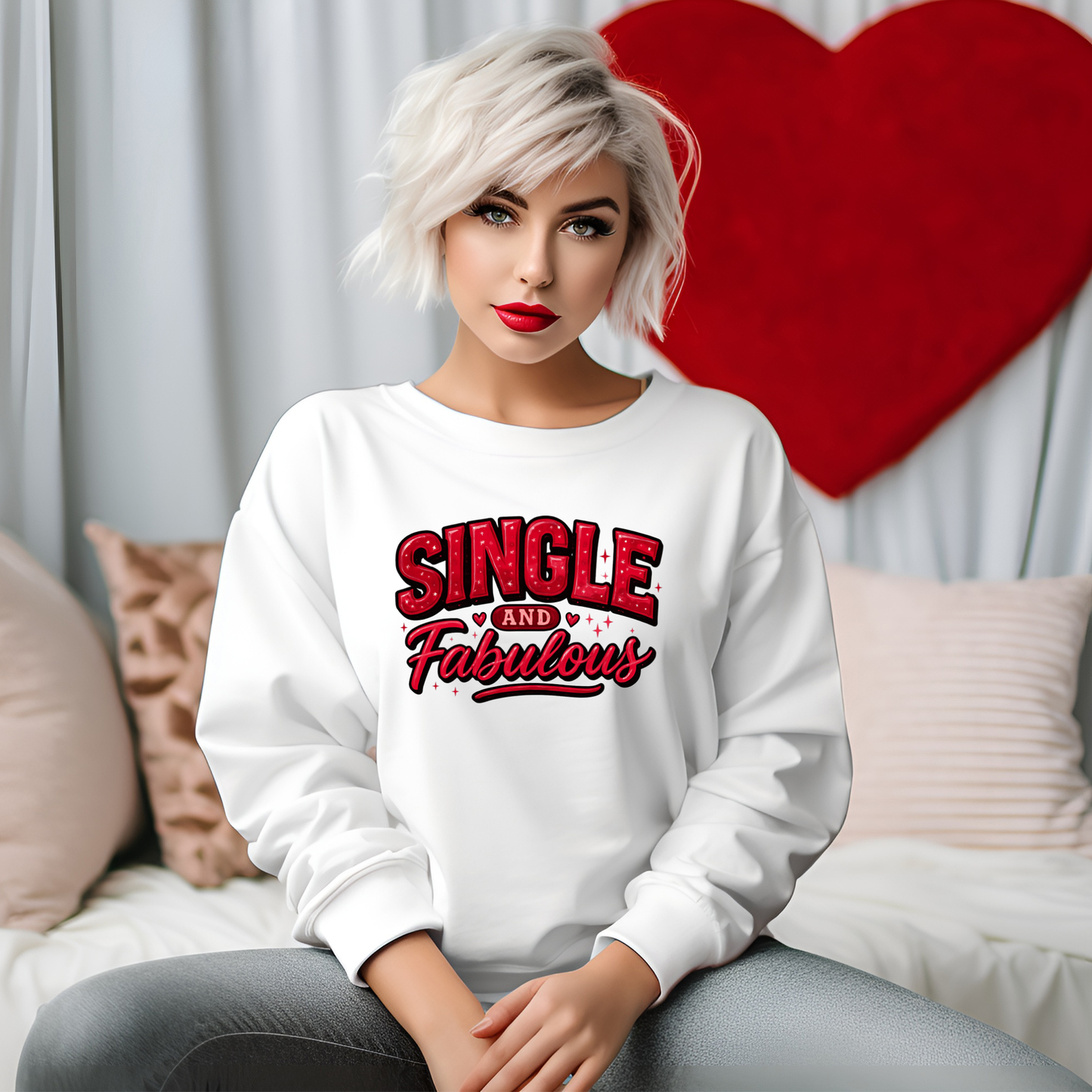 Cozy Valentine Sweatshirt - Single and Fabulous Crewneck