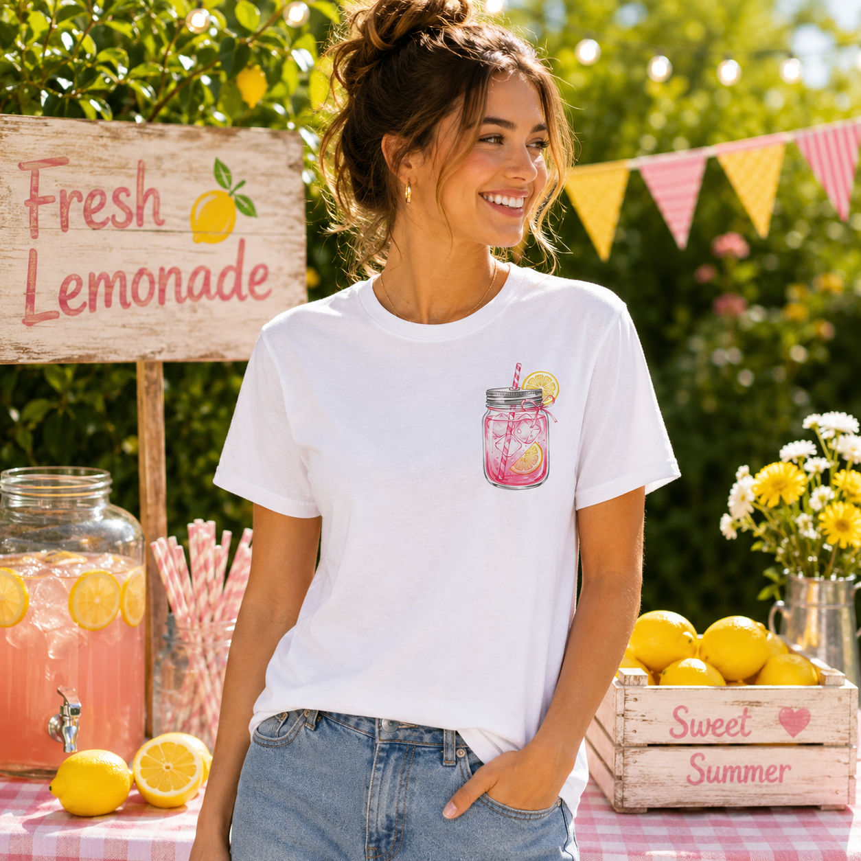 Pink Lemonade Women's Graphic Tee in White— The Scoobie Shack