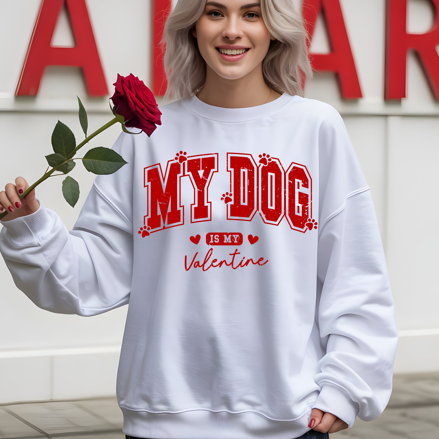 My Dog Is My Valentine Crewneck Sweatshirt - Valentine's Day
