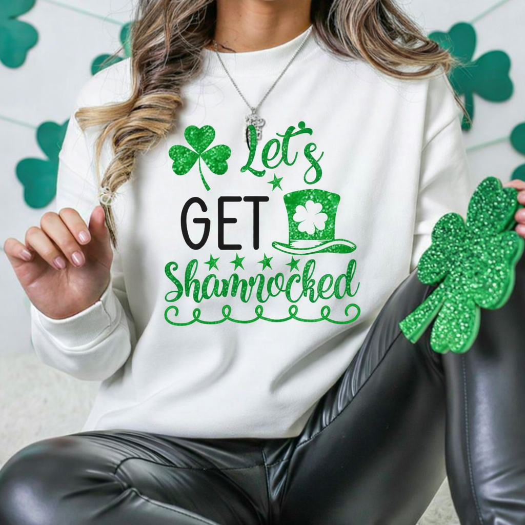 Let's Get Shamrocked Sweatshirt - St. Patrick's Day Shamrock Crewneck