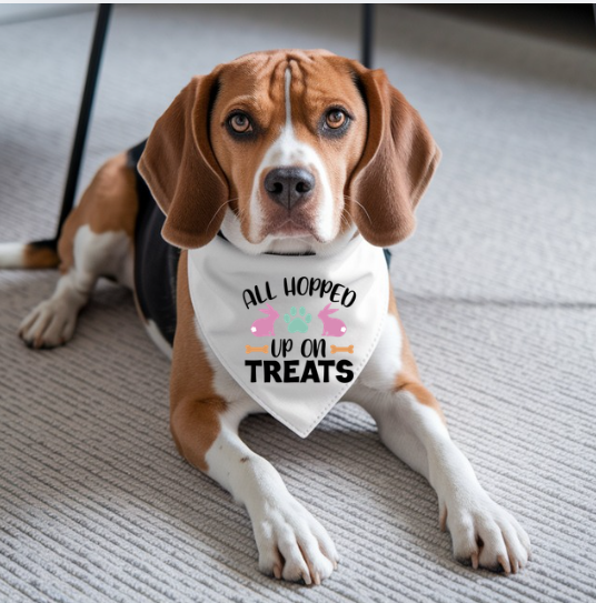 All Hopped Up on Treats Easter Dog Bandana