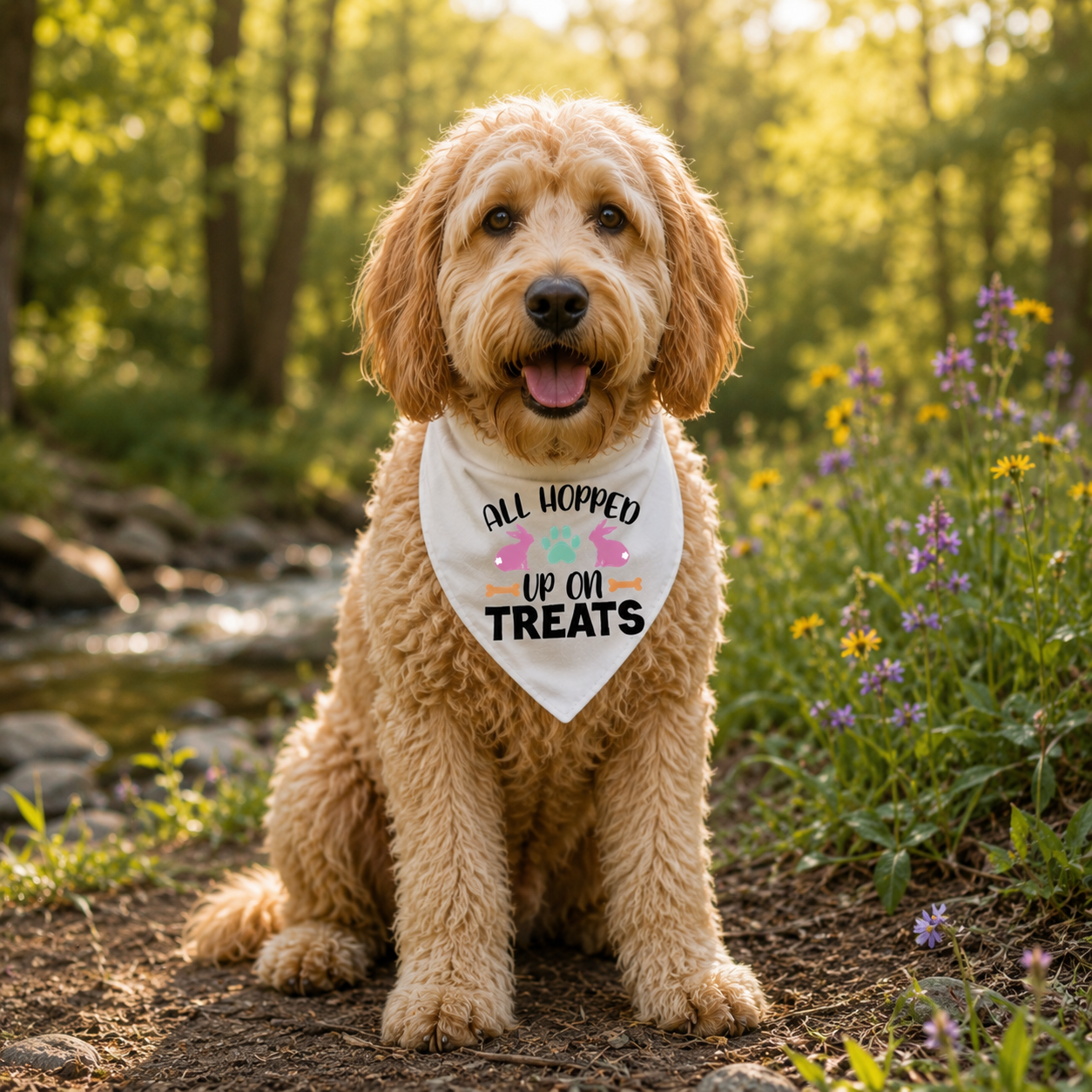 All Hopped Up on Treats Easter Dog Bandana