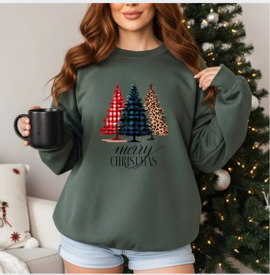 Festive Plaid & Leopard Tree Sweatshirt