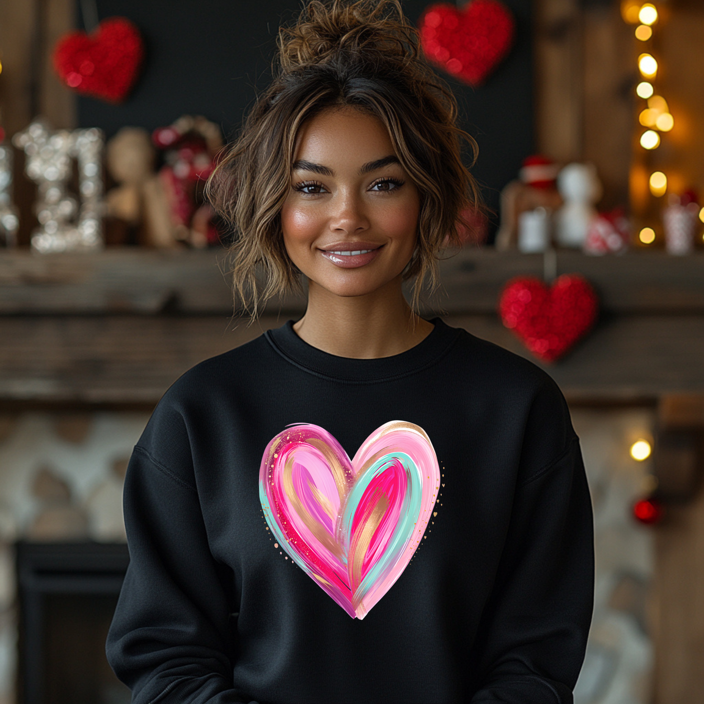 Painted Love Heart Crewneck Sweatshirt - Valentine's Day