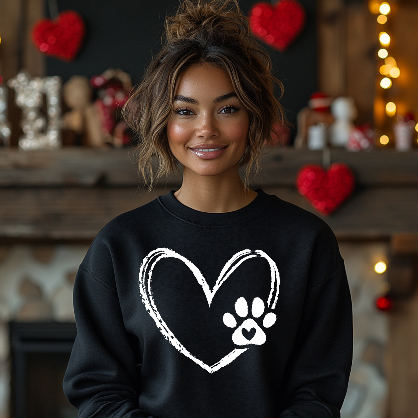 Paw Print Love Heart Crewneck