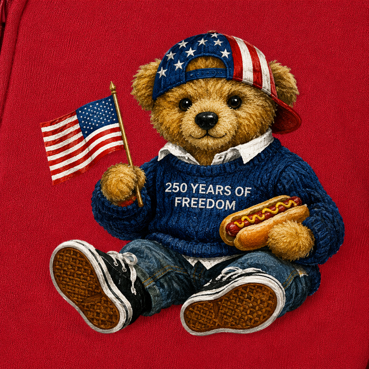 250 Years of Freedom Teddy Bear Zip-Up Hoodie