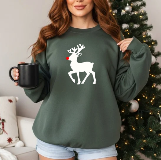 Cute Minimal Reindeer Holiday Sweatshirt