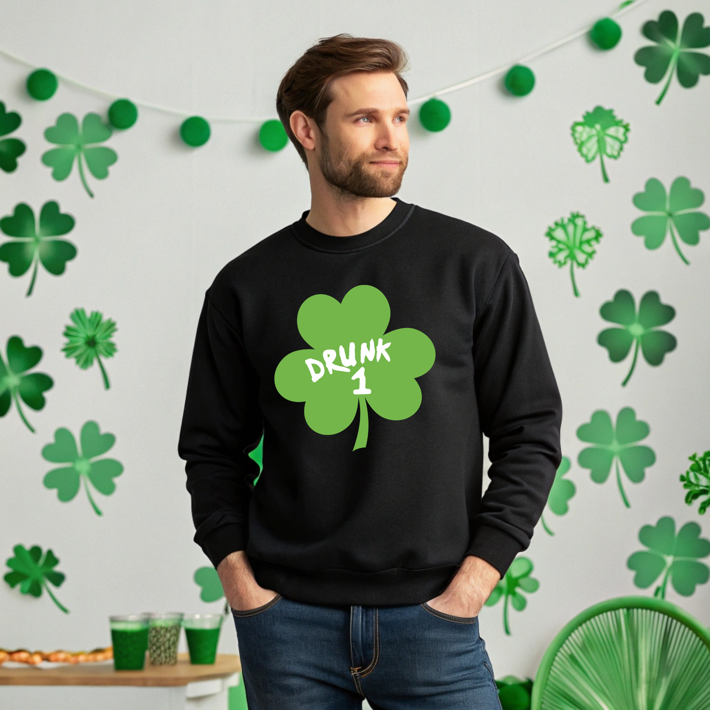 Drunk 1 2 3 4 Shamrock Sweatshirt - St. Patrick's Day Drinking Shirt