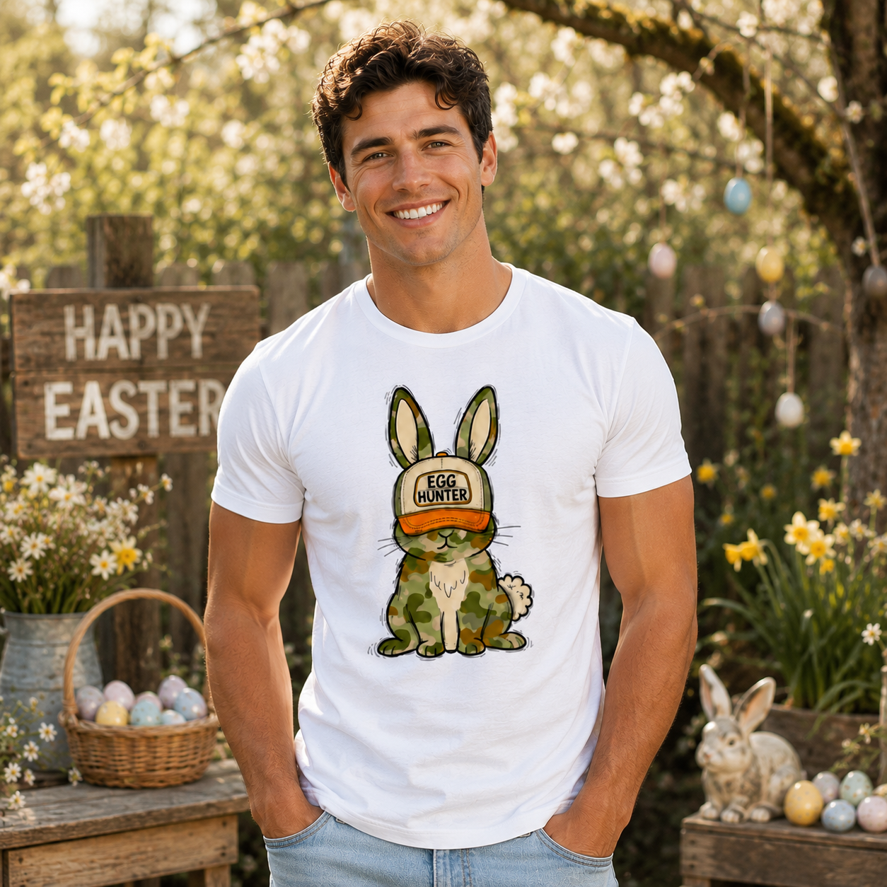 Egg Hunter Camo Bunny Tee