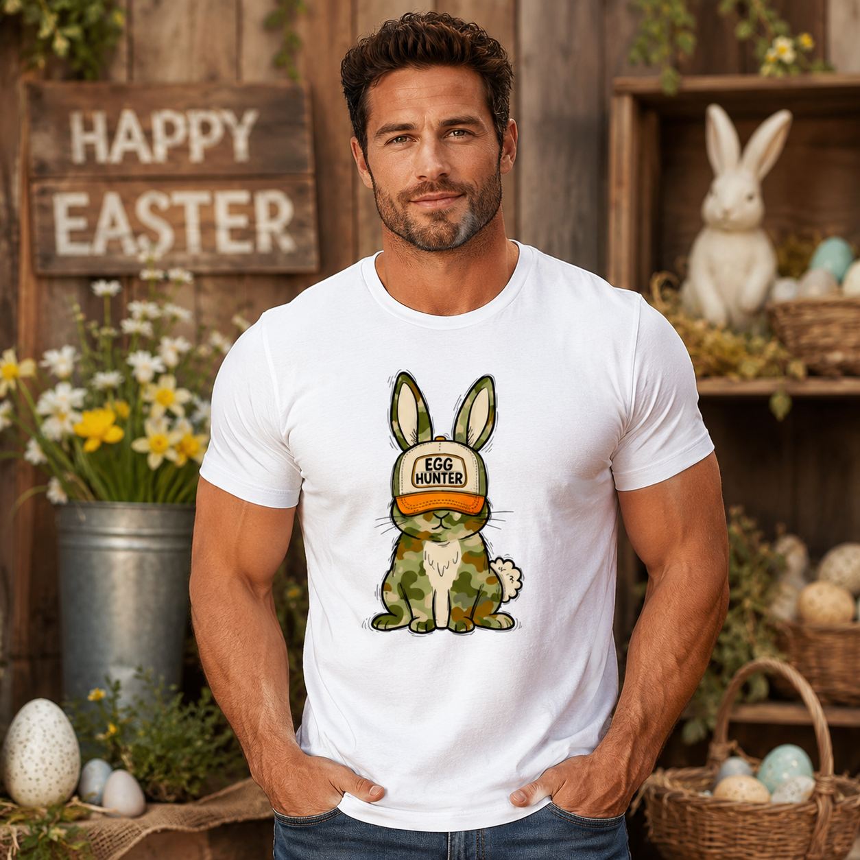 Egg Hunter Camo Bunny Tee