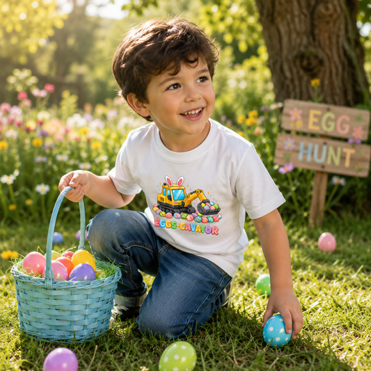 Eggs-cavator Easter Tee – Boys