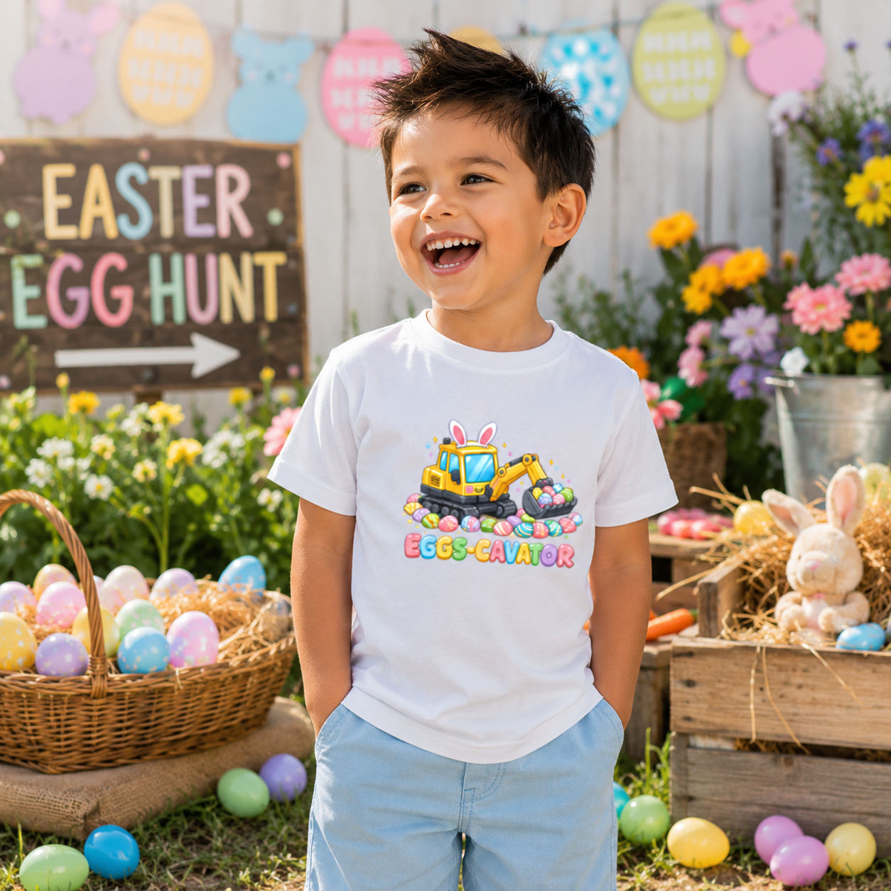 Eggs-cavator Easter Tee – Boys