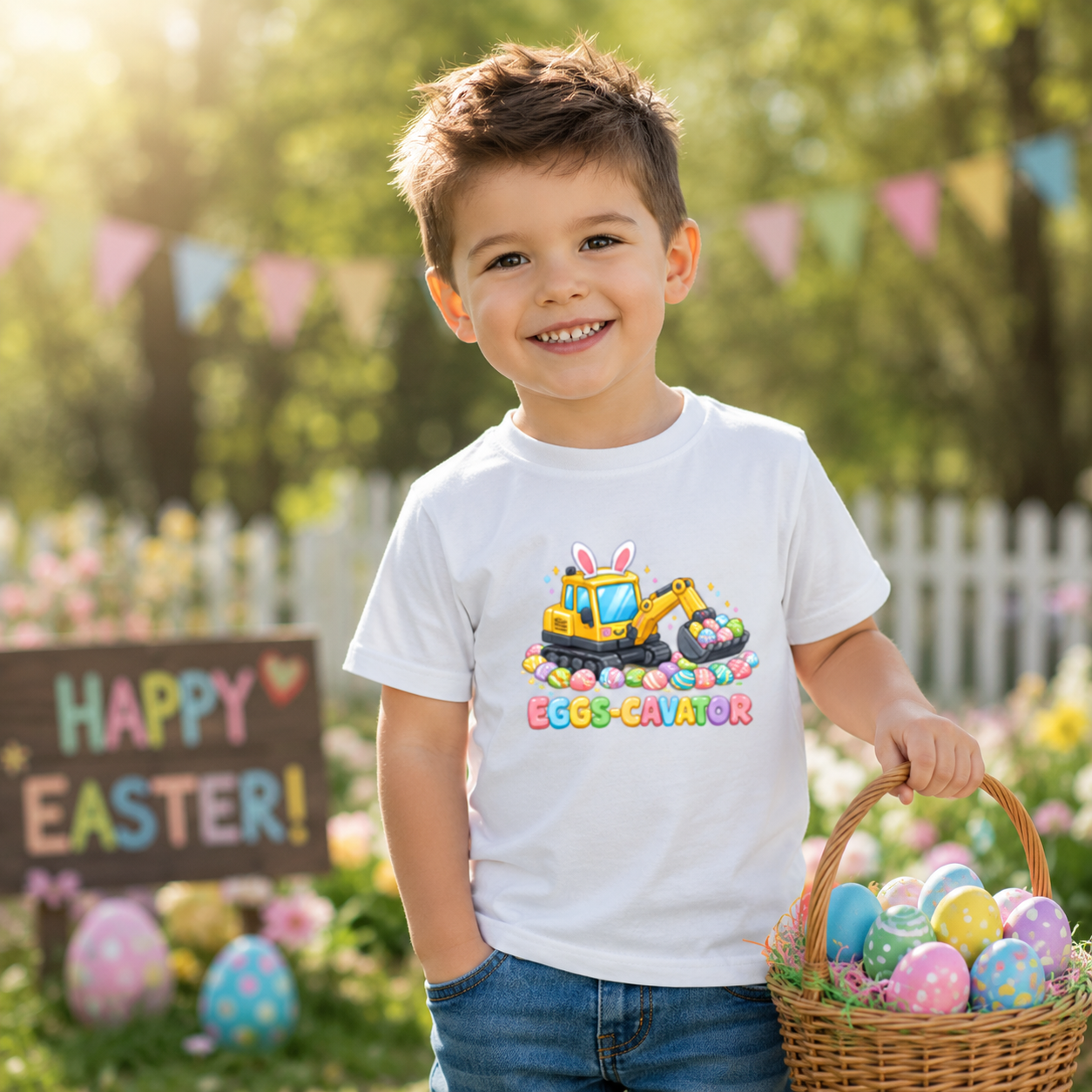 Eggs-cavator Easter Tee – Boys