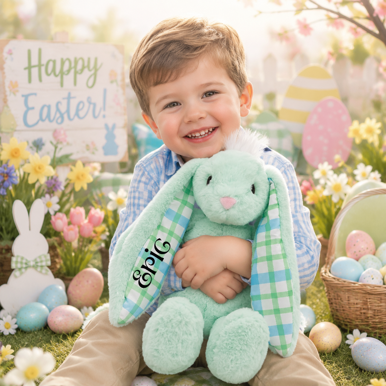 Personalized Floppy Ear Easter Bunny – Mint