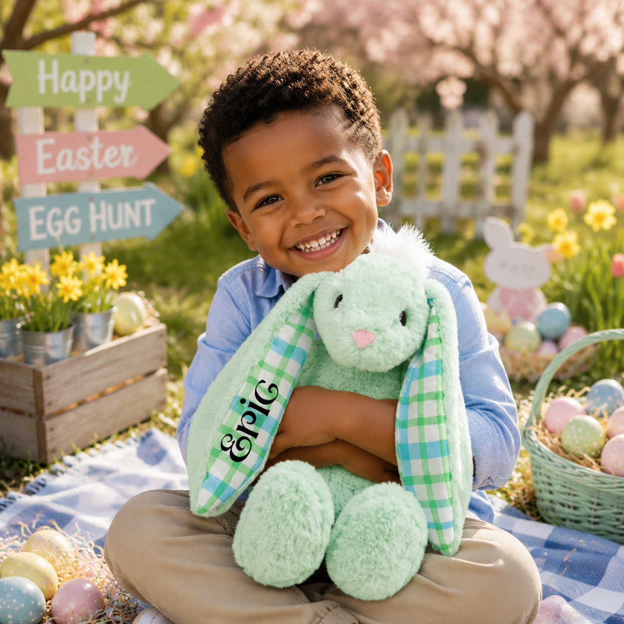 Personalized Floppy Ear Easter Bunny – Mint