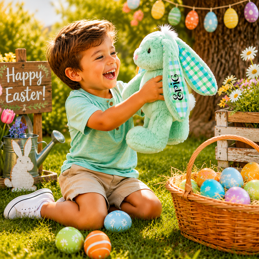 Personalized Floppy Ear Easter Bunny – Mint