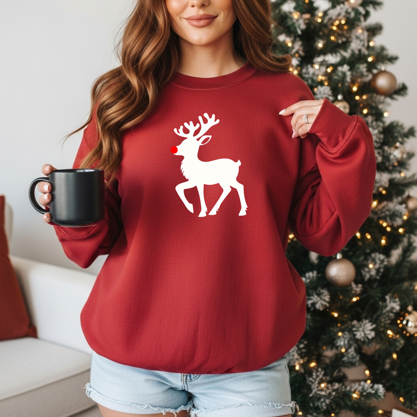 Cute Minimal Reindeer Holiday Sweatshirt