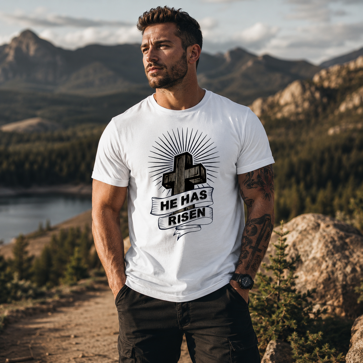 He Has Risen Men's Easter Tee