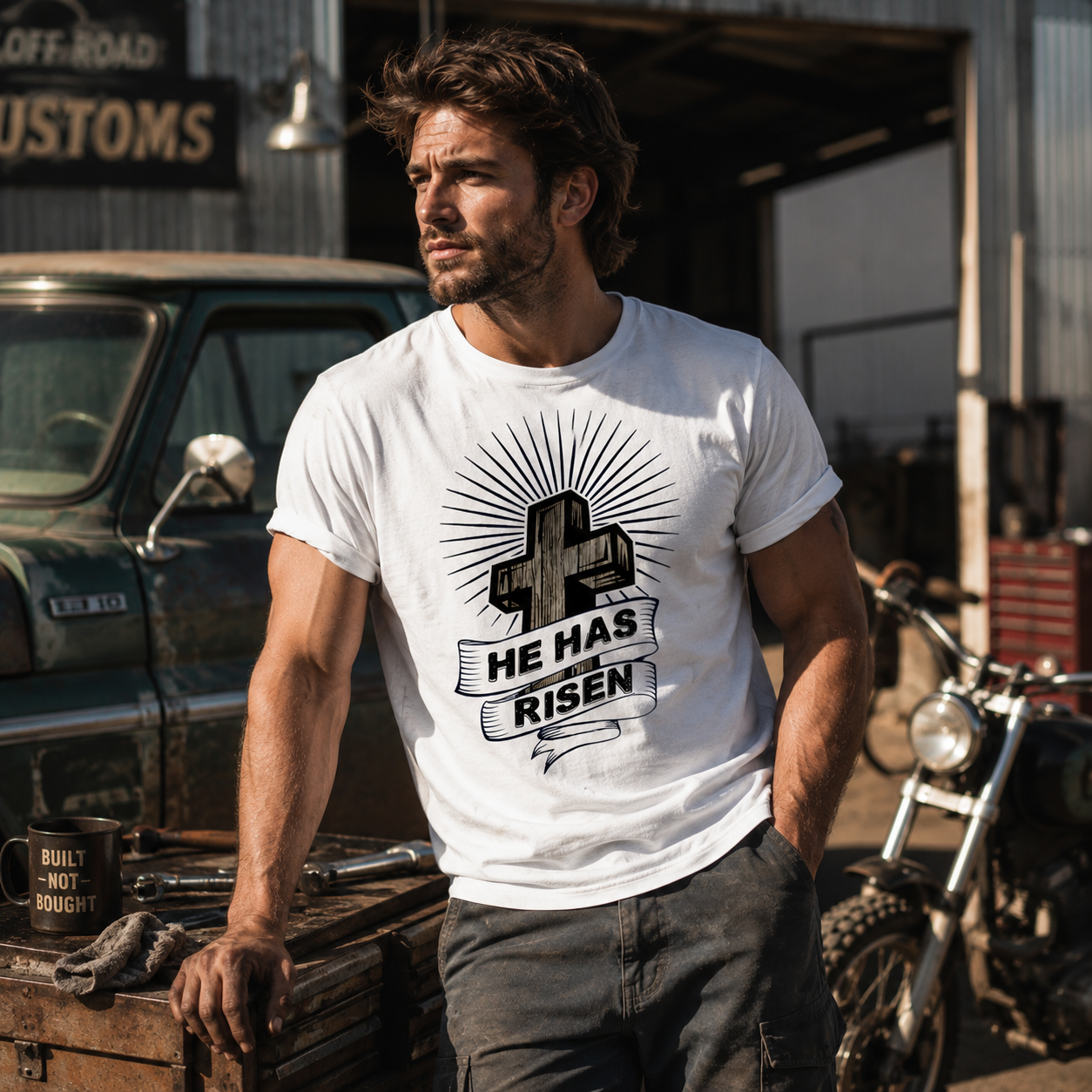 He Has Risen Men's Easter Tee