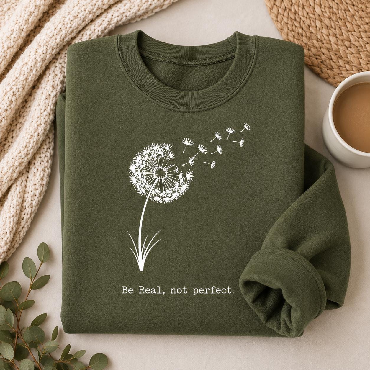 Be Real Not Perfect Shirt |Positive Quote Apparel| Dandelion Sweatshirt| Mental Health Gift