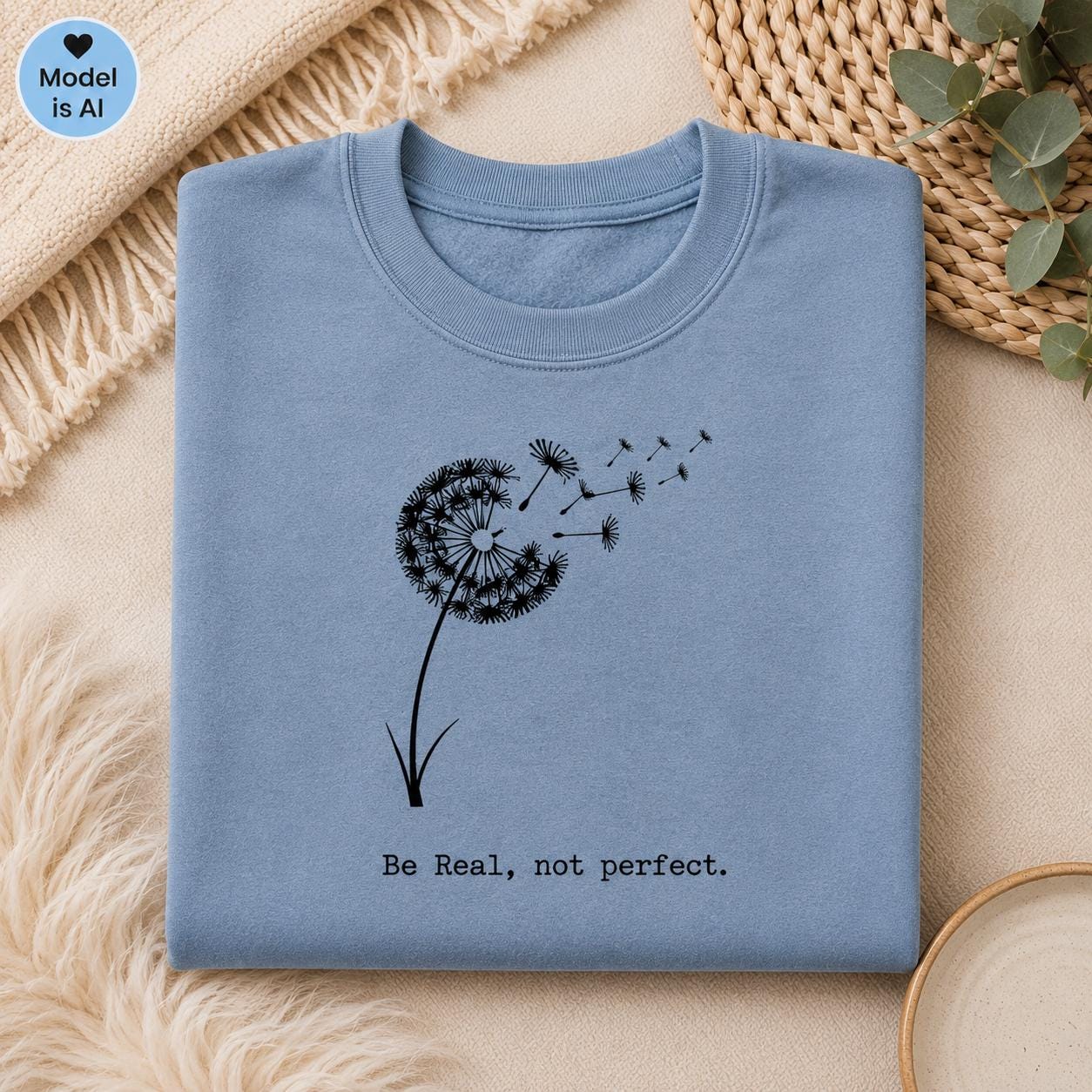 Be Real Not Perfect Shirt |Positive Quote Apparel| Dandelion Sweatshirt| Mental Health Gift