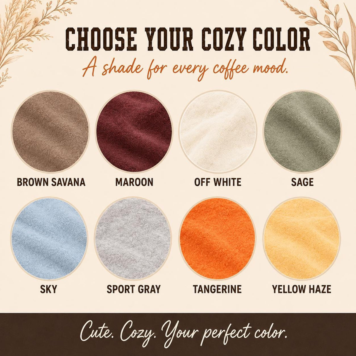 Coffee Weather Sweatshirt available colors showing fall crewneck color options