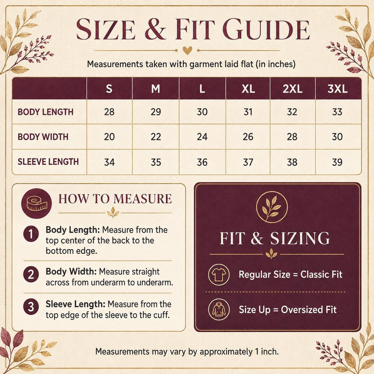Fit and sizing guide for Thankful Sweatshirt