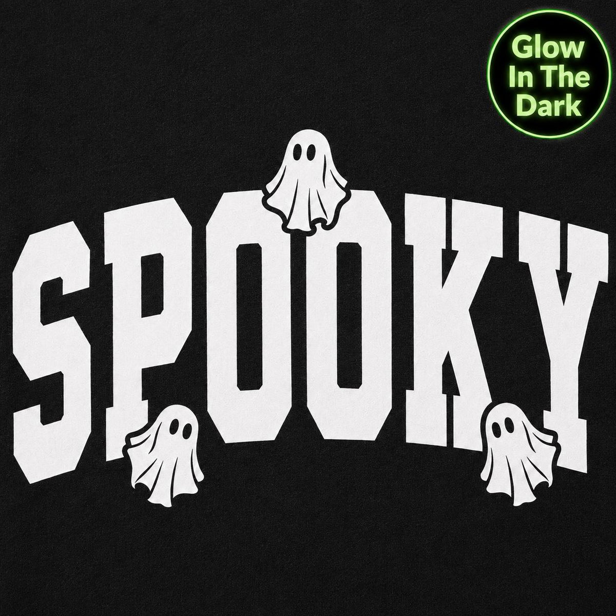  Close up image of Glow in the Dark Halloween Sweatshirt, Spooky Sweatshirt, Halloween Sweatshirt, Halloween Gift, Spooky Season Shirt, Ghost Halloween