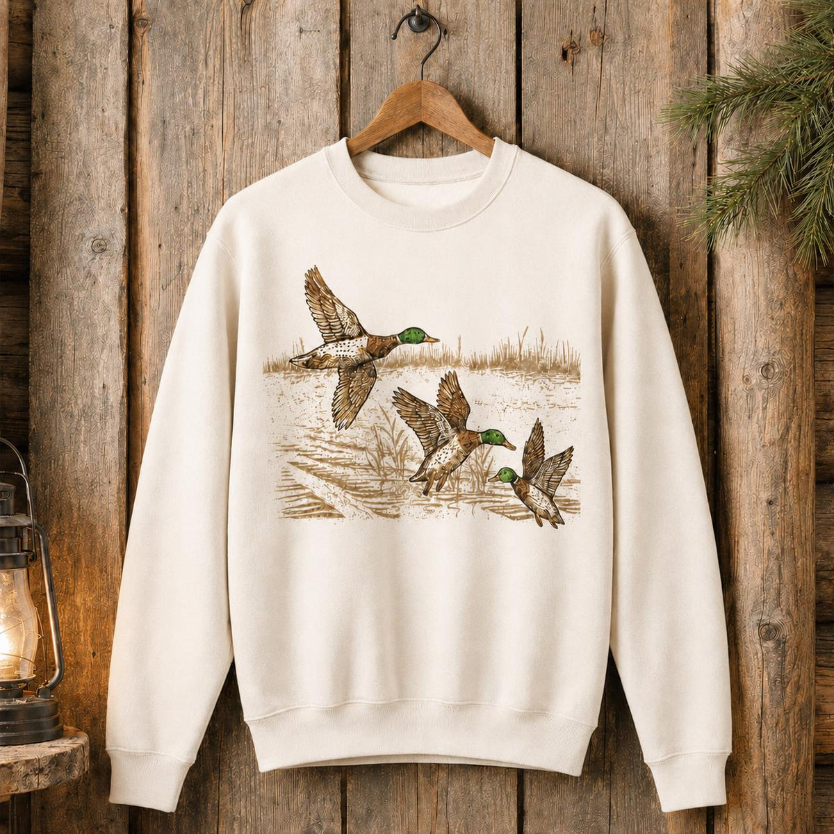 Mallard Duck Wildlife Sweatshirt, Vintage Retro Hunting Pullover, Rustic Crewneck