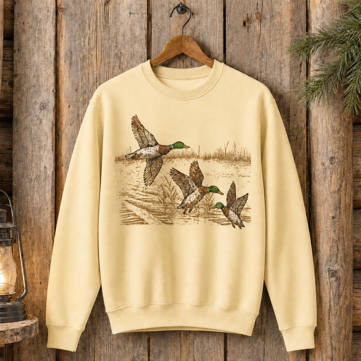 Mallard Duck Wildlife Sweatshirt, Vintage Retro Hunting Pullover, Rustic Crewneck