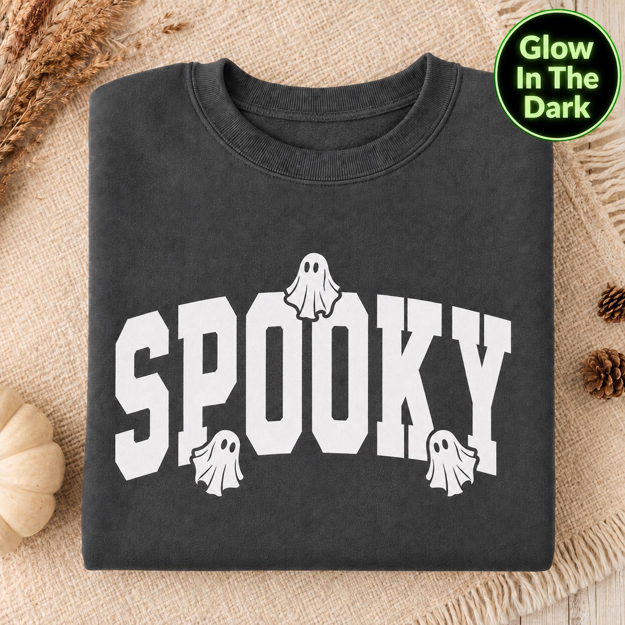 Glow in the Dark Halloween Sweatshirt, Spooky Sweatshirt, Halloween Sweatshirt, Halloween Gift, Spooky Season Shirt, Ghost Halloween, Gray