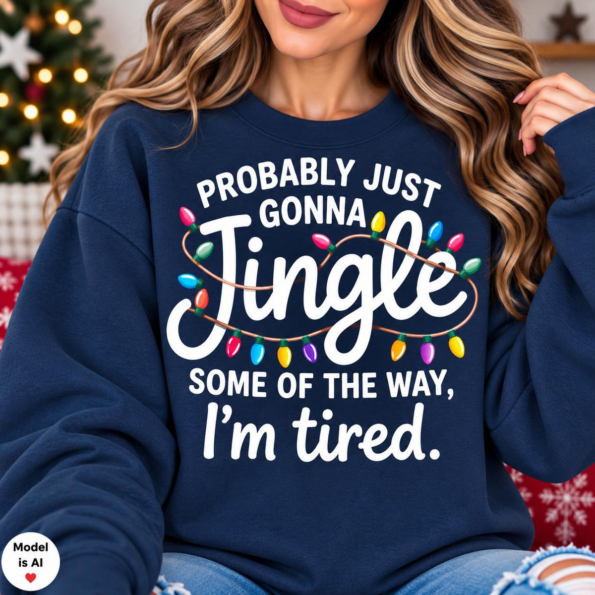 Unisex Christmas humor crewneck available in sizes S through 3XL