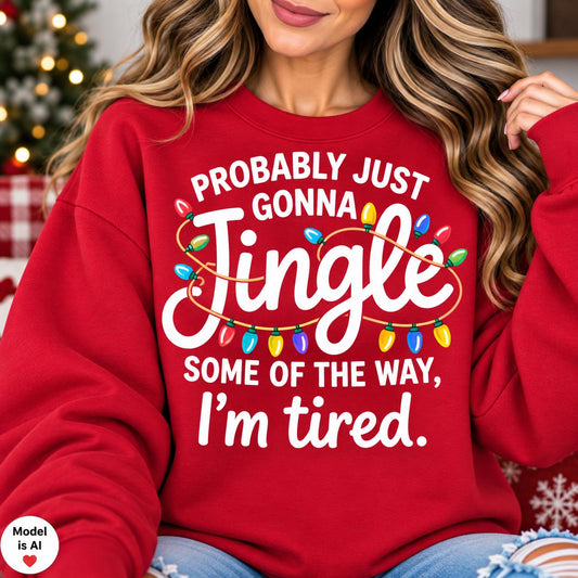 Jingle Some of the Way Christmas sweatshirt with colorful holiday lights