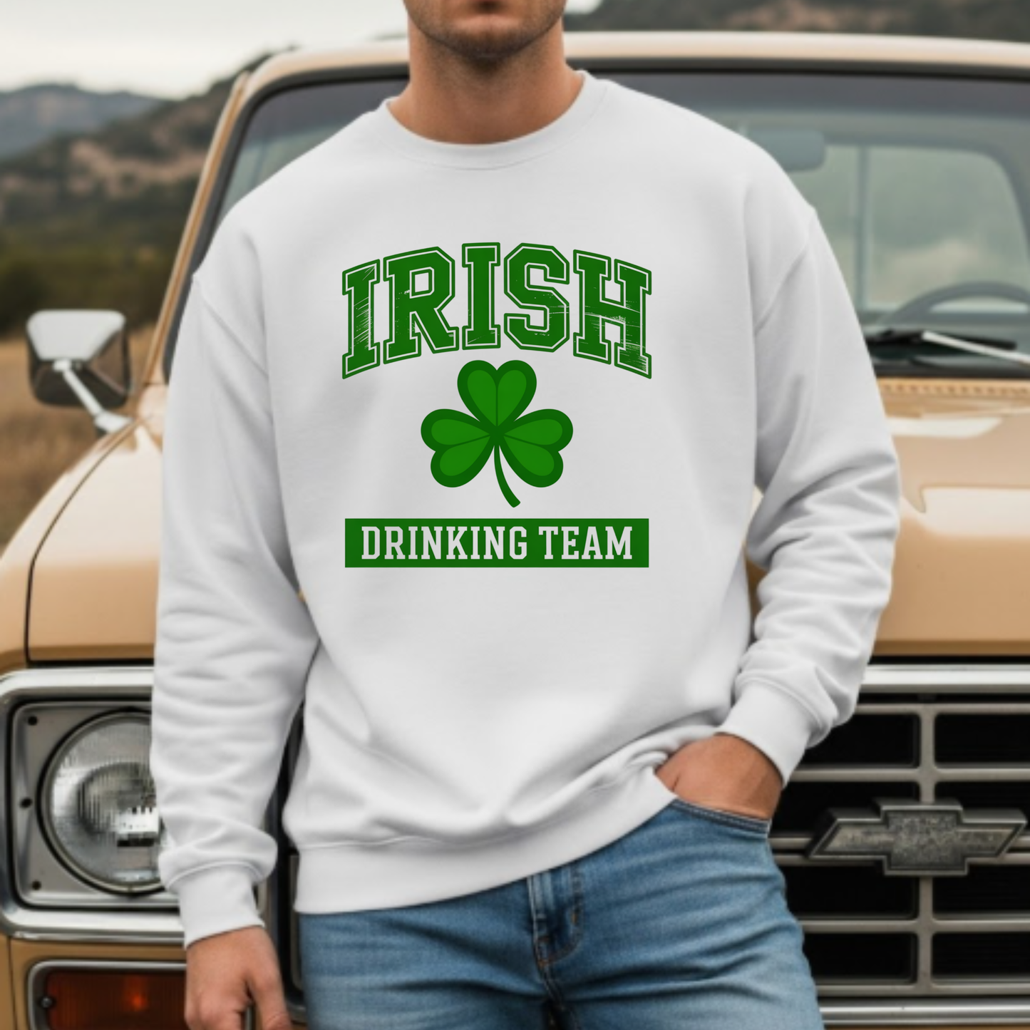 Irish Drinking Team Sweatshirt - St. Patrick's Day Shamrock Crewneck