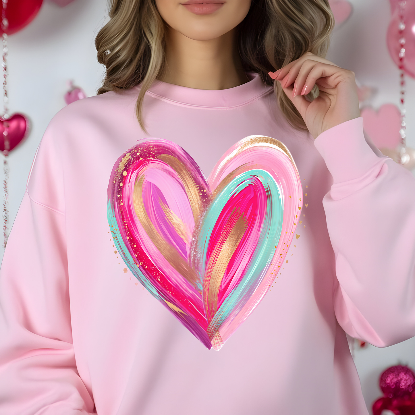 Painted Love Heart Crewneck Sweatshirt - Valentine's Day