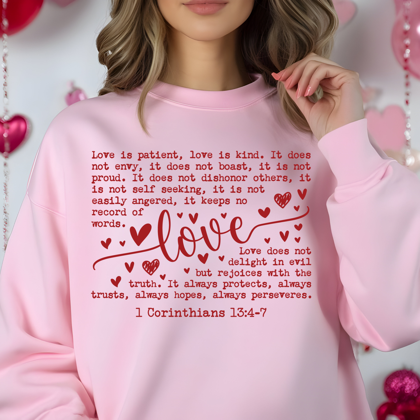 Christian Valentine's Day Sweatshirt - Love Is Scripture Crewneck
