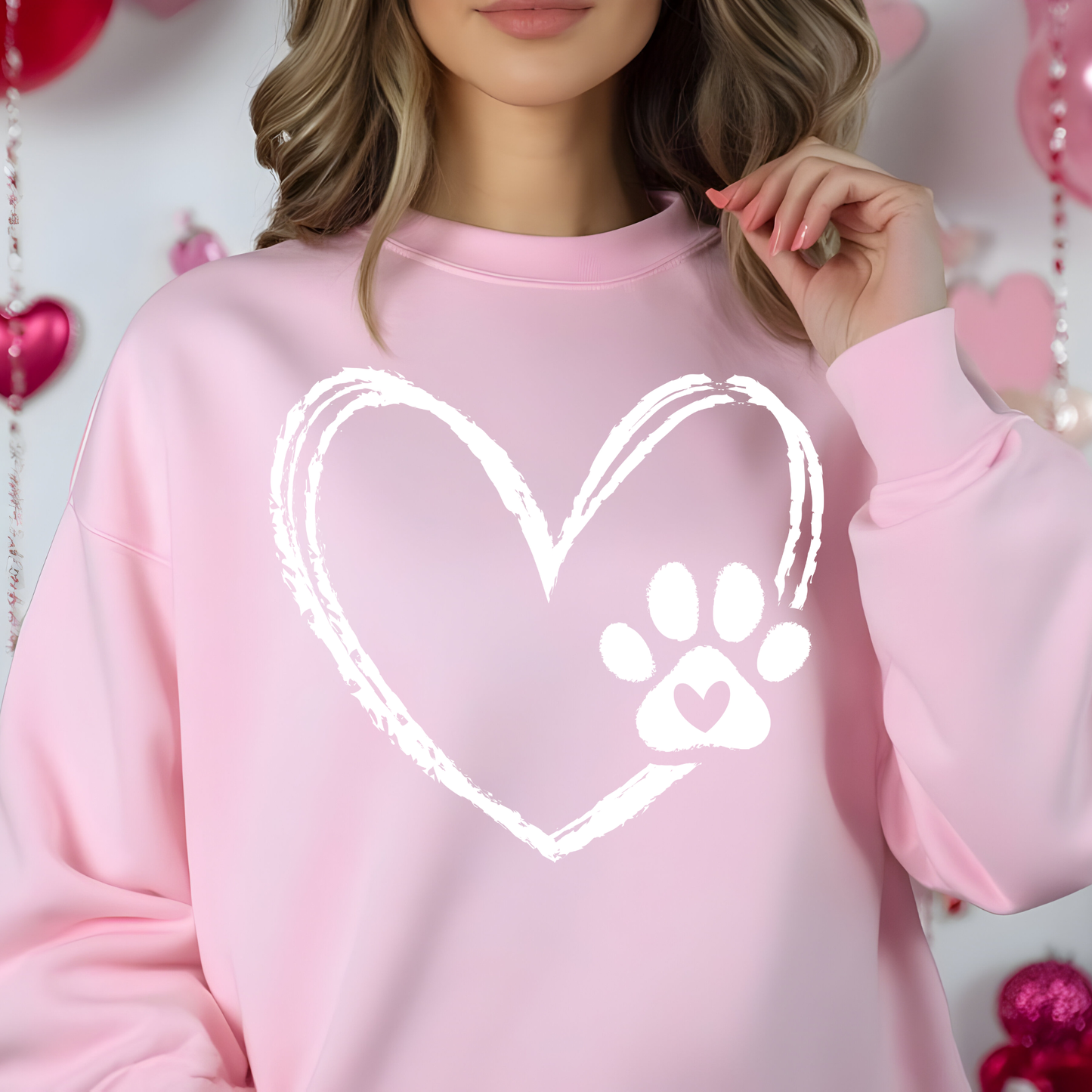 Paw Print Love Heart Crewneck