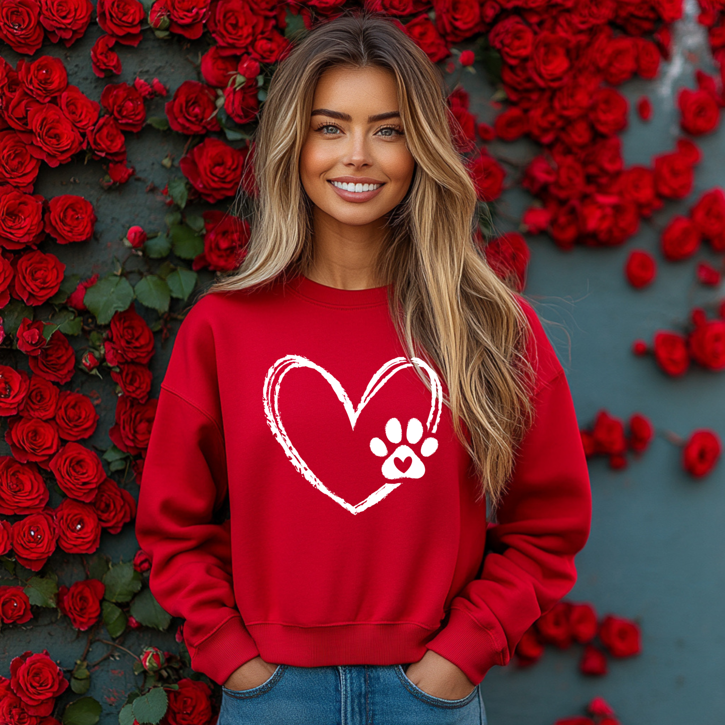 Paw Print Love Heart Crewneck