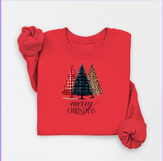 Festive Plaid & Leopard Tree Sweatshirt