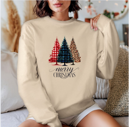 Festive Plaid & Leopard Tree Sweatshirt